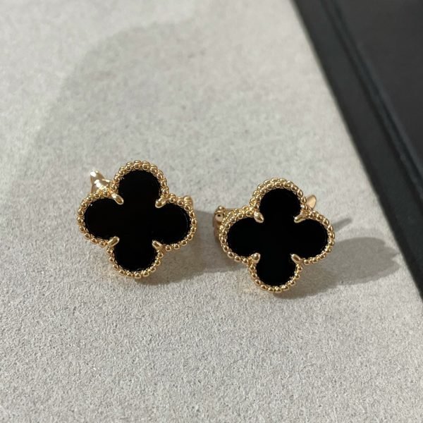 Van Cleef & Arpels black onyx four-leaf clover earrings